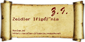 Zeidler Ifigénia névjegykártya